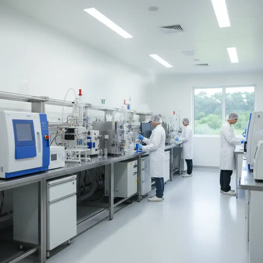 a clean, modern lab or facility where the tinctures are processed or tested.