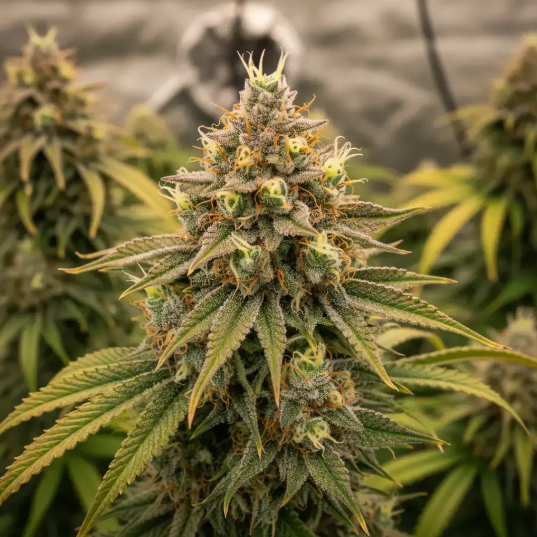 healthy, vibrant cannabis flowers (buds) being grown or carefully selected, suggesting high-quality source material.