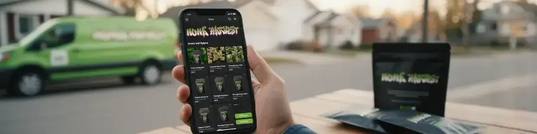hand holding a smartphone with your delivery service app