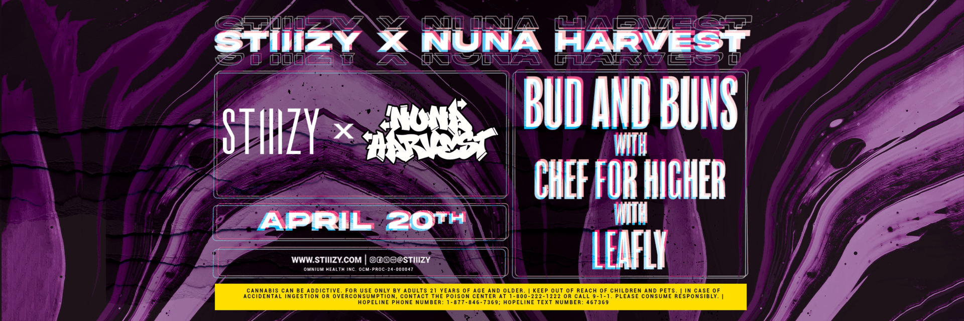 Stiizy x Nuna Harvest Bud and Buns with Chef for Higher ith Leafly April 20th 